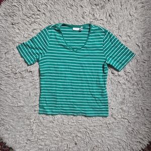 Chico's T Shirt Top Cotton T-shirt Stripe Size 1 Spring Summer Casual ✨️💫